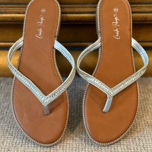 Charlie Paige Silver and Brown Women's Sandals